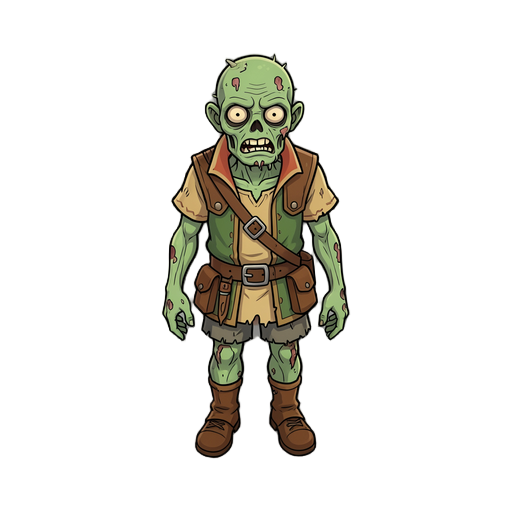 a zombie in a colorful style like zelda