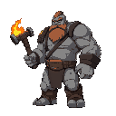 big rock giant with a giant fire hammer
