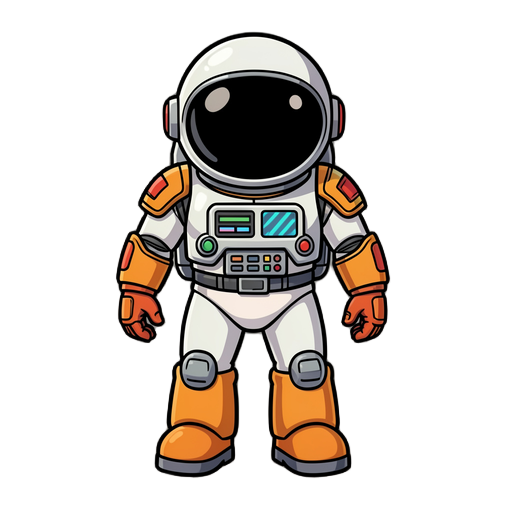 create a retro arcade astronaut character called jetman for a classic arcade-style sci-fi game.  character proportions:  • compact heroic body • slightly oversized round dome helmet • short torso with thick limbs • chunky boots and gloves for strong sprit