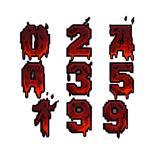 dark hell styled pixel numbers 0-9 asset