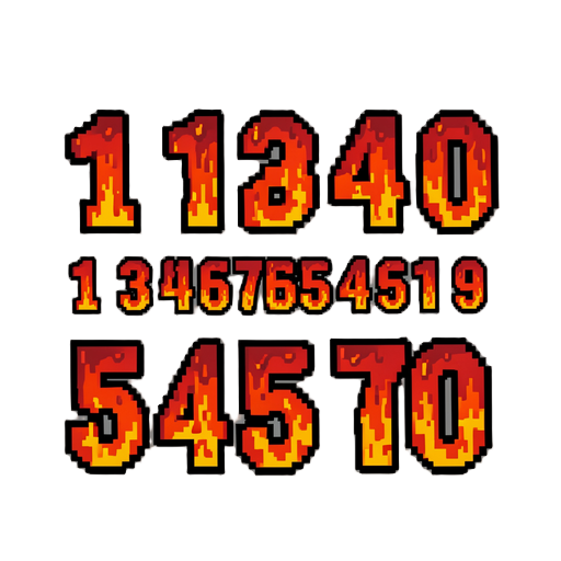 hell styled pixel numbers 1-10 asset