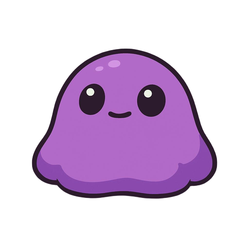 a small, cute, and mysterious creature suitable for mobile games.  style: simple 2d game character, minimal details  appearance: - small, round body - resembles ditto from pokémon - large eyes with a curious expression  personality vibe: - appears innocen