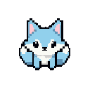 small, cute blu kawaii magic fox