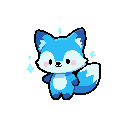 small, cute blu kawaii magic fox