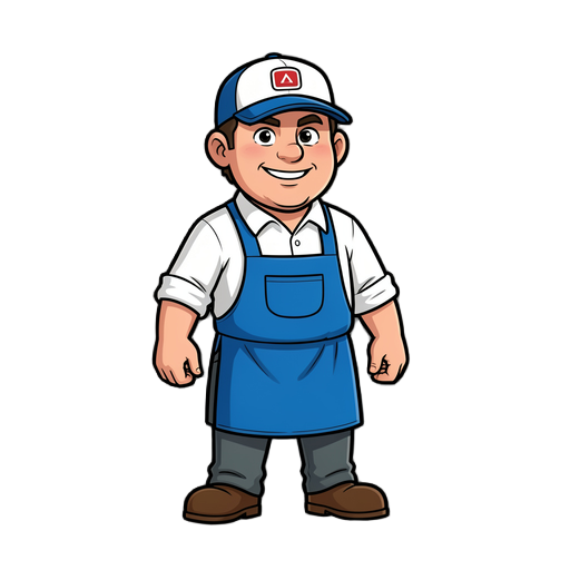 personagem para jogo plataforma 2d açogueiro de roupa branca avental azul e boné 