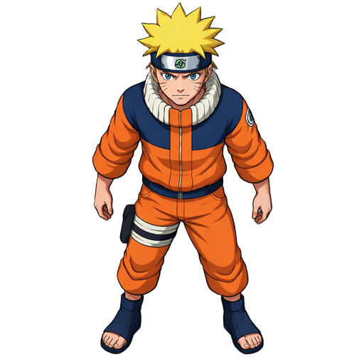 gerar character em 8 pespectiva de rotação, para utilizar em meu jogo 2d sprite, faça o personagem sem camisa pos vai ser constumizado pelo jogador, baseado no anime naruto