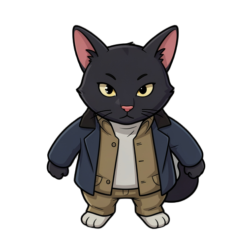 quero que esse personagem seja um gato humanoide e quero que faça ele fazer uma animação de joinha