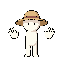 create a minimalist character without arms, with hands floating near him, like in current indie games. i want him to have a straw hat. traduzir uma conversa