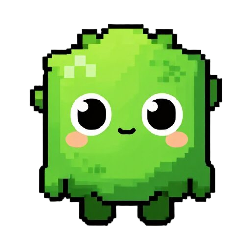forest slime enemy, pixelated, chibi, cute
