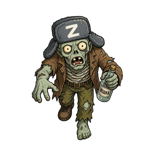 zombie with bottle of vodka in hand