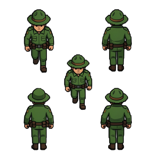 the character standing in 4 different directions
