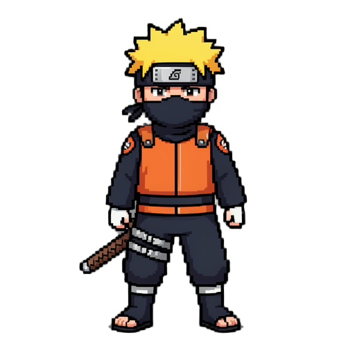gere um ninja estilo naruto em pixel arte 64 bits