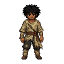 personagem meio pobre com roupas de pano com rasgos