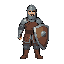 segurança medieval com um escudo 