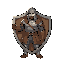 segurança medieval  com um escudo gigante 