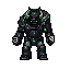 a taurus robotic demon in a dark armor with green details