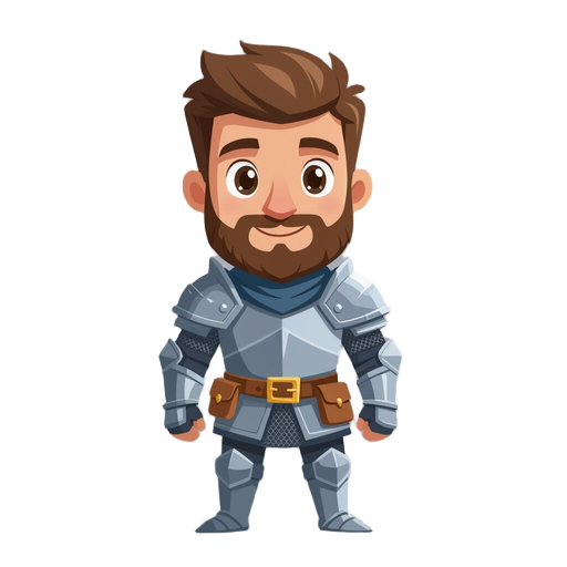 male knight in novice clothes