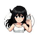 girl, black hair, pajama white