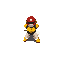 crie uma pixel art, inspirado no jogo  bomberman, um traje anti-bombas, vista top-down