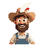 make a farmer with a chicken feather on the head