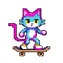a retro toon shaded skateboarding cat 