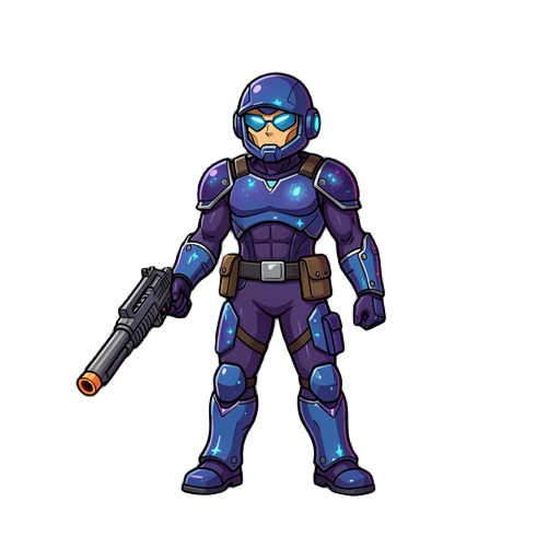 cosmic warrior with gun