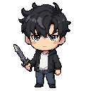the character sung jin-wo from the anime solo leveling, rendered in a cartoon style for an mmorpg game.