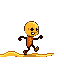 a clean, stylized flat illustration of a small human character mid-step, slipping on a banana peel. the character is frozen in the exact split-second before falling — eyes wide open, one leg lifted in the air, arms slightly unbalanced. a simple banana pee