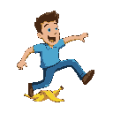 man  slipping on a banana peel. 