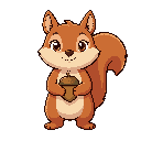 cute squirrel standing upright and holding an acorn
