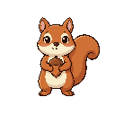 cute squirrel standing upright and holding an acorn
