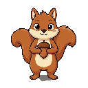 cute squirrel standing upright and holding an acorn