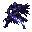 cavaleiro medieval estilizado com armadura escura detalhada e detalhes brilhantes (azul ou roxo), capacete fechado com olhos brilhando. segura uma espada longa com energia mágica. usa capa rasgada ao vento. pose de combate. estilo semi-realista, iluminaçã