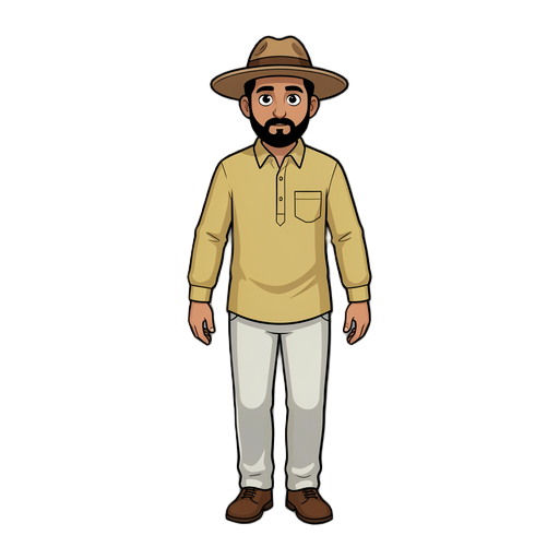 a 2d indian farmer walk top down