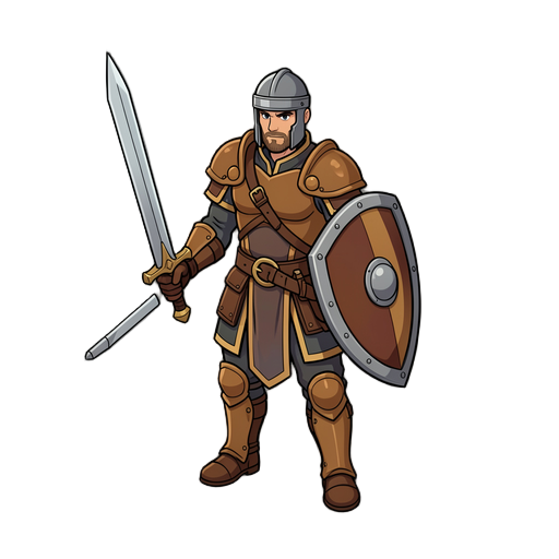 warrior with sword and shield in isometric style 8 directions