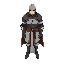 medieval high detailed and realistic male knight with a simple black outline