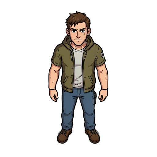 a human male inspired by the binding of isaac art style.