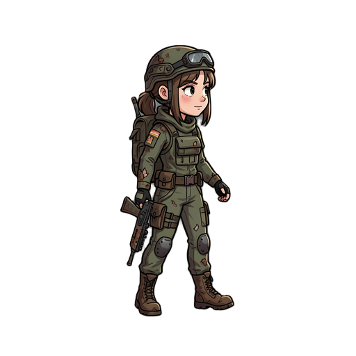 girl character. goes to the right. post-apocalypse