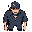 character: rugged male police officer survivor, wearing a dark blue police cap with "police" text, short beard, serious expression