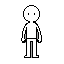 stickman character, side view, idle stance, game sprite,, simple lines, black and white, clean outline, no background, low resolution, 8-bit style