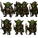 generate all these goblins in one drawing with the same distance between them without text