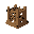 armadilha de madeira com estacas afiadas, objeto isolado, estrutura rústica com base reforçada, cordas tensionadas visíveis, pequenas imperfeições na madeira, design simples porém funcional, bem definido, sem fundo, centralizado, fácil de reconhecer em jo