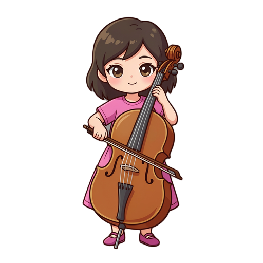 a cute girl play a cello