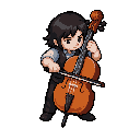 character playing a cello pixel arte
