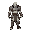  dark fantasy muscular, pale gray ski, wearing torn ancient armor with rust and spikes, standing idle,
