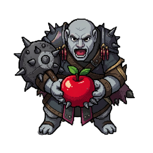 faça uma pixel arte desse personagem segurando uma maça de ferro com espinhos