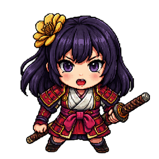 samurai girl running forward