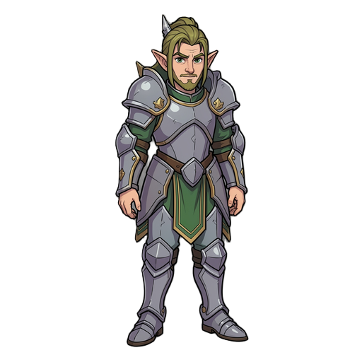 an elf with paladin armor, no weapons.