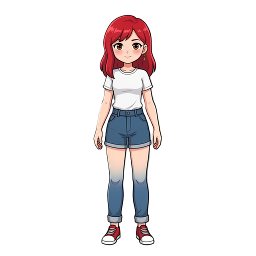 girl, red hair, full body