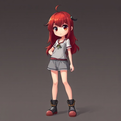 girl, red hair, full body